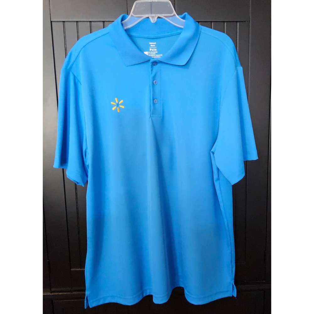 Walmart Polo Shirt Mens XL Blue Short Sleeve Uniform Spark Logo Workwear